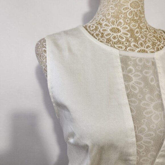 AX Paris Women's White Size10 Sleeveless Chiffon Panel Zip Back Mini Dress Party - Picture 4 of 14